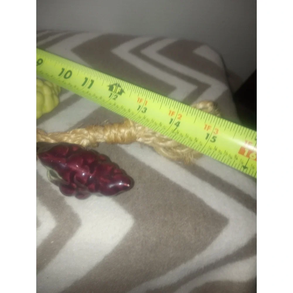 Ceramic Tuscan Style Hanging Grape Cluster On Jute Cord‎ Wall Hanging Decor 3D